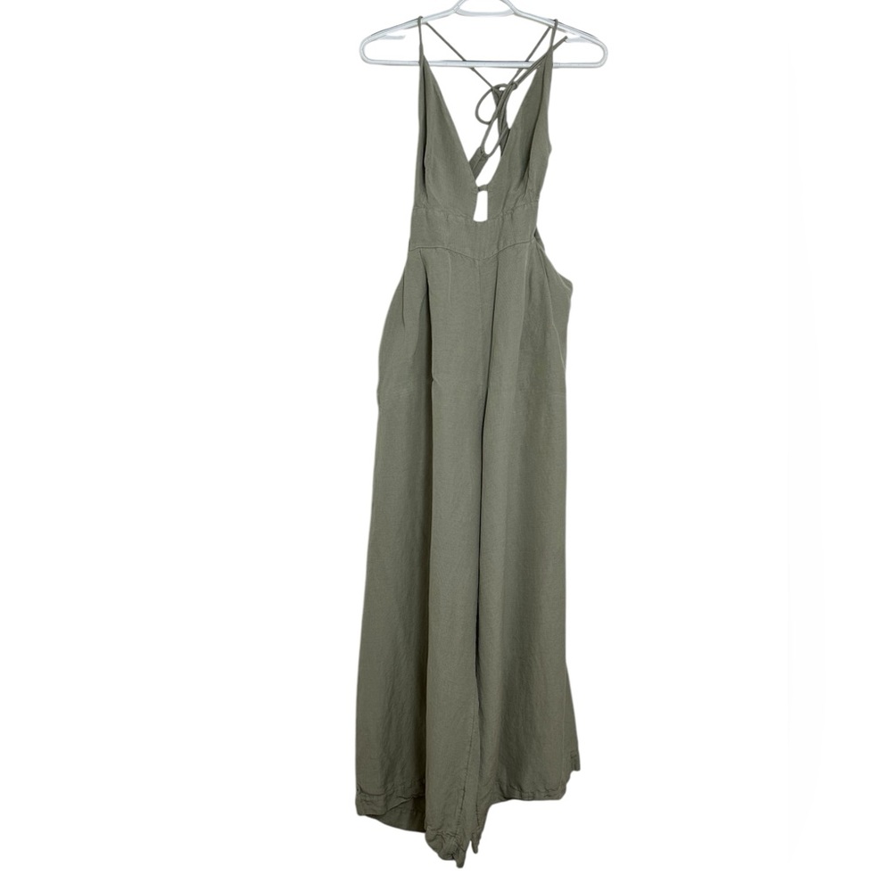 Free People Emma Linen Jumpsuit Alfalfa Size Large - Picture 8 of 16